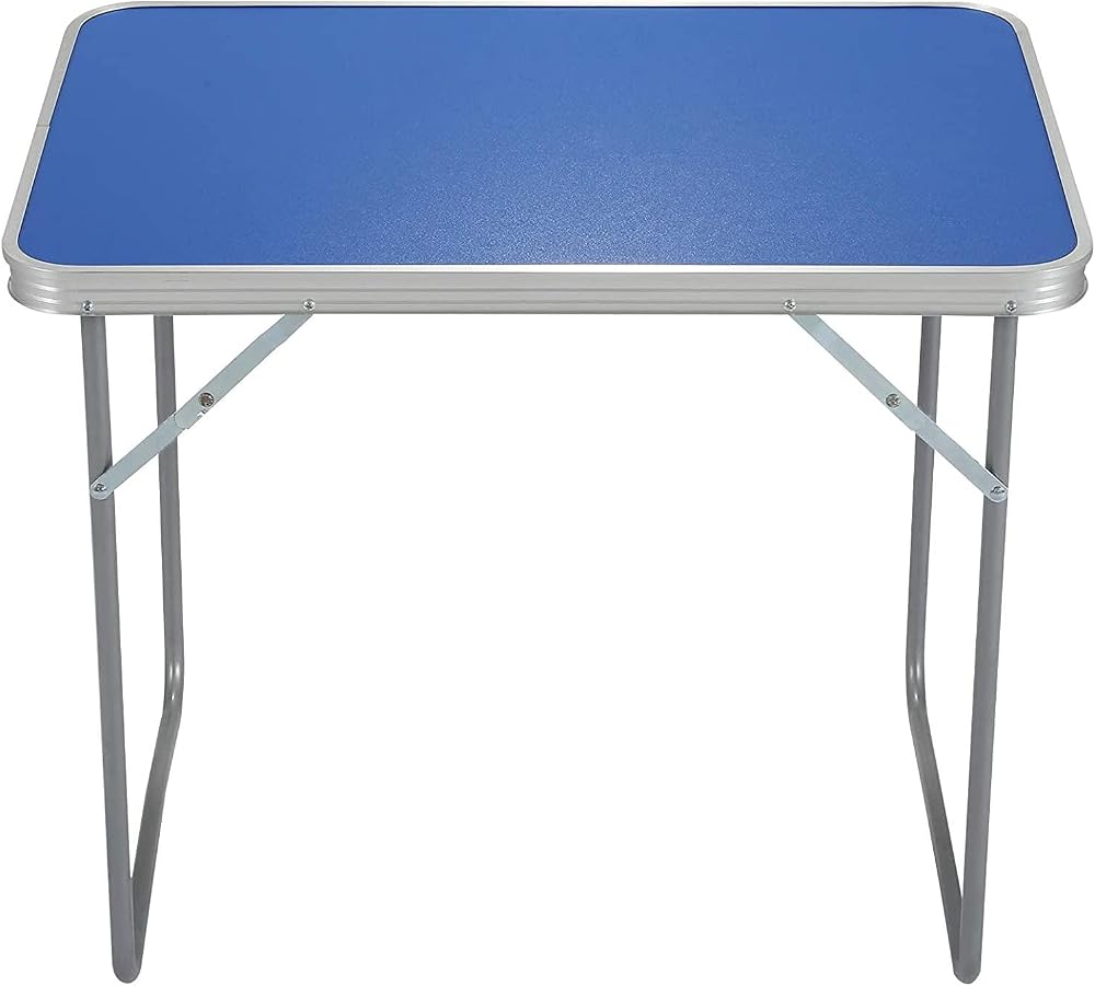 Unibos Camping Table Portable Folding Aluminium Picnic Table Blue 15Kg Load