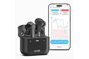 Cearvol Diamond X1 OTC Hearing Aids Rechargeable with Bluetooth Customizable App Hearing Test for iOS/Android, Noise Reduction, for Mild to Moderate Hearing Loss, Black