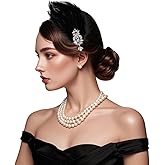 Fumwase 1920s Black Feather Headpiece Flapper Headband Roaring 20s Flapper Fascinator 1920s Hair Accessories for Women (US, Alpha, One Size, Black)