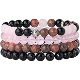 Fengling 4 PCS Beaded Crystal Bracelet for Women 8mm Natural Gemstones Handmade Bracelet for Girls Healing Stretch Bracelets Crystal Jewelry for Women Gifts