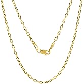 JEWELHEART 14K Real Gold Link Chain Necklace - 0.65mm 0.8mm 0.95mm 2mm Diamond Cut Cable Chain - Dainty 10K Yellow Gold Necklace For Men Women with Lobster Clasp 14-24"