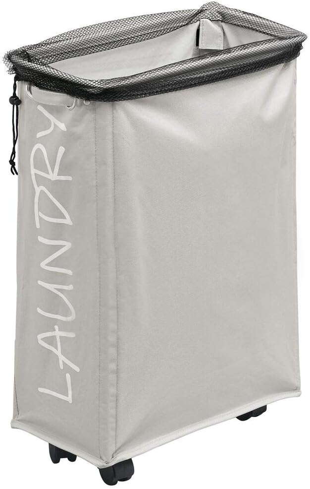 Cestos para la colada mDesign Cesta para ropa sucia con ruedas gris