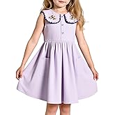 Little Bitty Girls Cotton Embroidered Peter Pan Collar Sleeveless Summer Party Birthday Sunshine A line Dress 2-6 Years