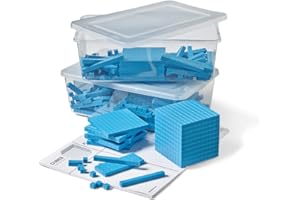 hand2mind Blue Plastic Base Ten Blocks Complete Set, Place Value Blocks, Counting Cubes for Kids Math, Base Ten Blocks Classroom Set, Math Blocks Kindergarten, Base 10 Math Manipulatives (Set of 322)