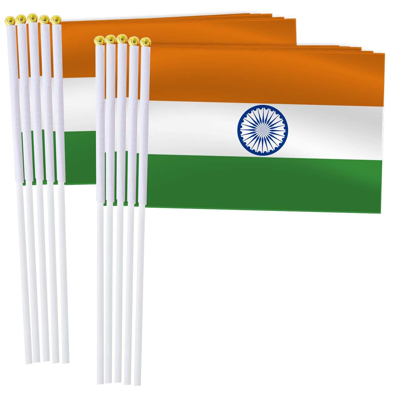 Photo 1 of 25 Pack India Handheld Small Flag,Mini Indian Hand Held Miniature Stick Decor
