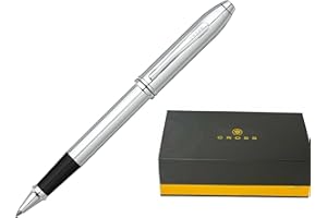Cross Townsend Refillable Selectip Rollerball Pen, Medium Point, Black Ink, Polished Lustrous Chrome Barrel, Luxury Gift Box