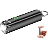 Blukar Rechargeable EDC Flashlight, 360L Mini Keychain Flash Light with 3 Lighting Modes, Memory Function, Waterproof, Compact and Portable Pocket Light for Everyday Carry, Emergency,Camping,Outdoor