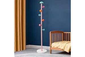 EUIJOIP Space Saving Kids Coat Rack with 6 Cute Hooks - Durable Metal Organizer for Coats, Hats, and Bags - Easy Assembly, Te