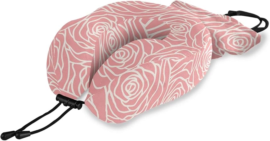 Amazon Com Alaza Memory Foam Travel Pillow Pink Rose Flower Gold