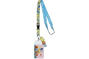 MAD ENGINE The Simpsons Lanyard Family Time Breakaway Reversible Lanyard for Keys Keychain ID Badge with Bart Simpson Rubber Pendant
