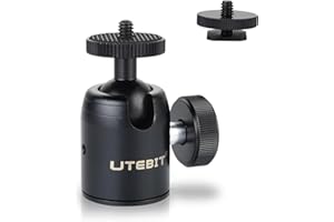 UTEBIT Mini Ball Head with 1/4" hot Shoe, 360° Rotatable Ball Heads Camera Mount Adapter (24mm Ball Head)