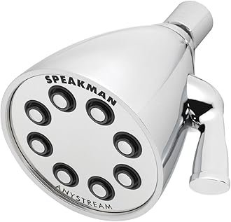 Speakman2251 Signature Icon Anystream Adjustable High Pressure Shower Head - 2.5 GPM Solid Brass Replacement Bathroom Showerhead, Polished Chrome