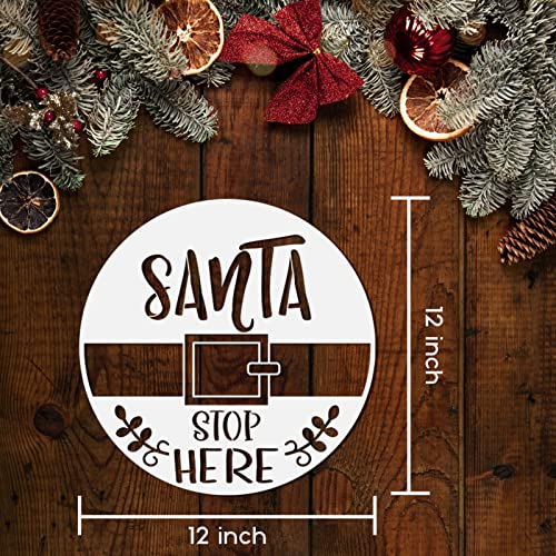9Pcs Christmas Stencils Reusable, 12X12 Inch Round Large Christmas Stencils for Painting on Wood Sign Front Door Hanger Xmas Home Decor