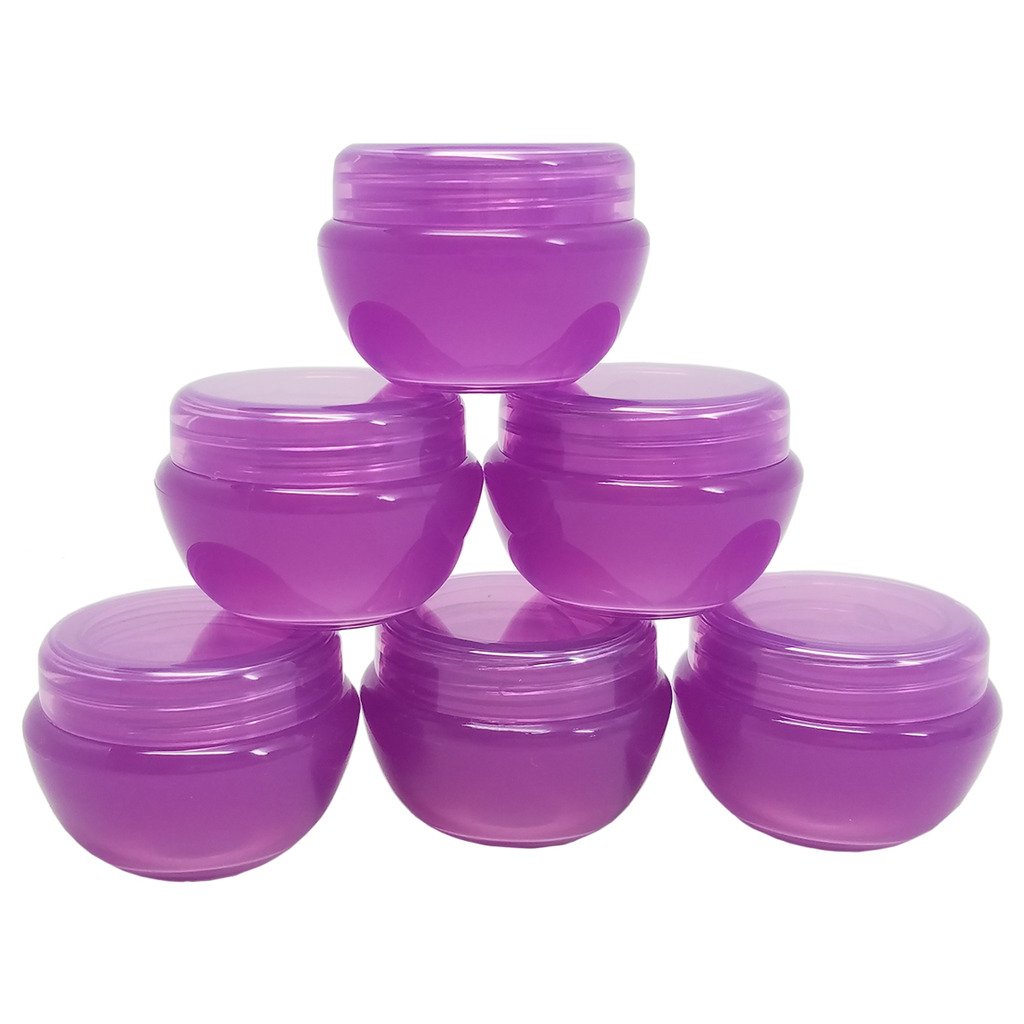 Beauticom 10G/10ML Frosted Container Jars with Inner Liner for Scrubs, Oils, Salves, Creams, Lotions, Makeup Cosmetics, Nail Accessories, Beauty Aids - BPA Free (6 Pieces, LIGHT Purple)