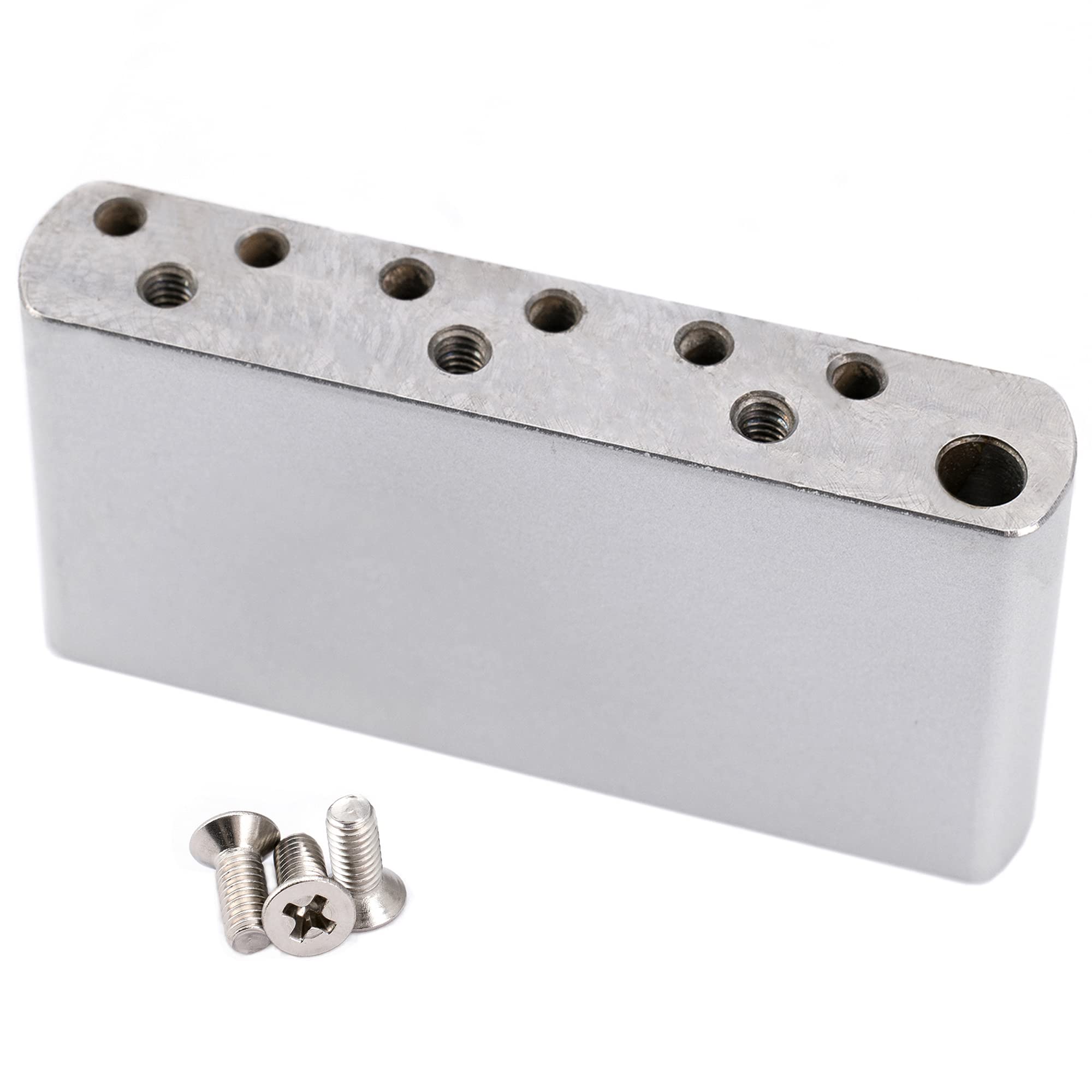 Musiclily Ultra 52.5mm(2-1/16 inch) String Spacing Full Solid Steel Short MIM Style Tremolo Block for China made Squier Pre-2020 Affinity 6-Screw Electric Guitar Bridge, 36mm Tall