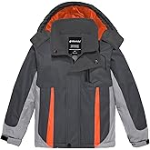 wantdo Boys' Waterproof Winter Ski Jacket Fleece-Lined Puffer Coat Insulated Snow Jacket Hooded