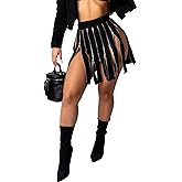 Sexyshine Women's Zipper Fly Patchwork Skirts High Waist Split Pleated Bodycon Mini Skirt Street Clubwear