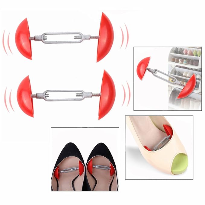 OFKPO 1 Paar Mini Verstellbare Schuhspanner,Männer Frauen Schuh Stretcher(Rot)
