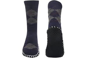 Vihir Men's Slipper Socks With Suede Non Slip Sole -Winter Knitted Home Warm Floor Indoor Stocking House