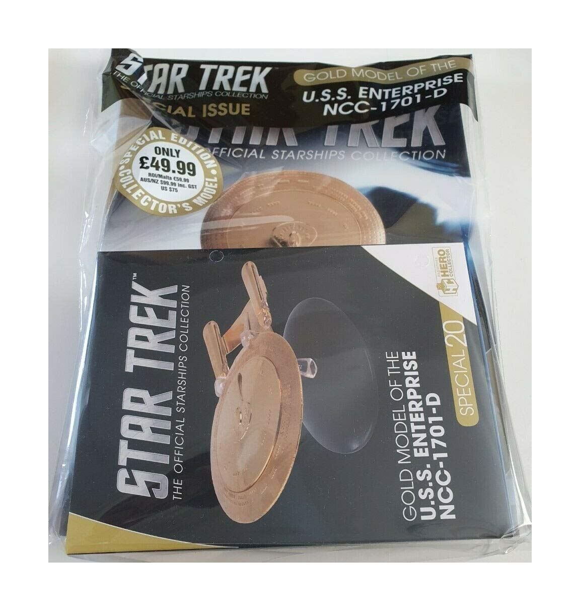 2019 Star Trek The Offical Star Ship Collection The USS Enterprise NCC-1701-D Galaxy Class Starship 20th Special Gold Model And Collectors Magazine By Eaglemoss Shop Stock Room Find