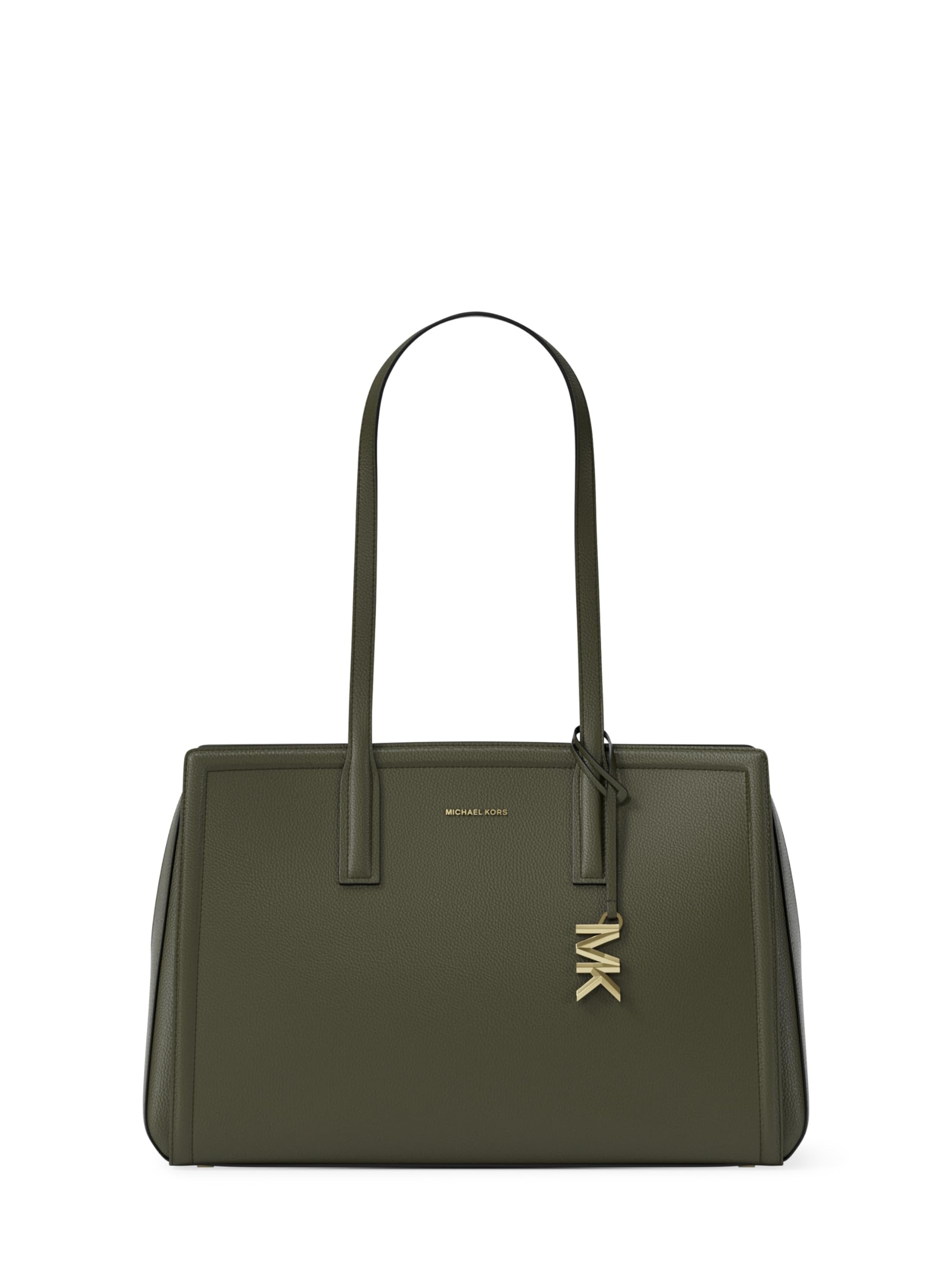 Michael Kors Laila Medium Tote Bag, Gold-Tone Hardware/Embossed Goat Leather/Ivy