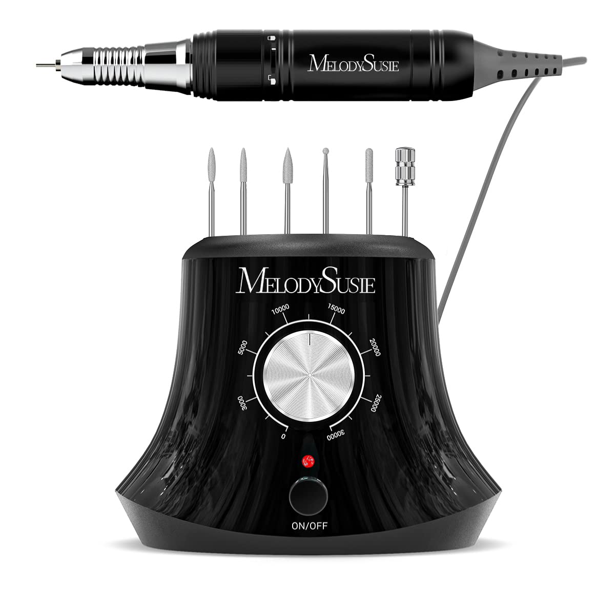 MelodySusie Multifunctional Desktop Nail Drill, SC320I 30000RPM E-File with Bit Holders & Elegant Design for Manicure Trimming, Shaping & Gel Removal, Ideal for Nail Artists & Home Use (Black)