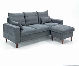 Panana Grey Fabric Corner Sofa 3 Seater with Ottoman L Shape Living Room Suite view 6