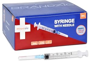 Brandzig 3ml Syringe with Needle - 23G, 1" Needle (100-Pack)…