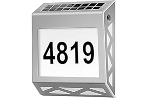 QUINNSUS House Numbers Solar Powered Address Sign, Waterproof 6500k White LED Illuminated address Plaques house numbers for outside, Smart Switch address numbers light for Home Yard, Outdoor Walls