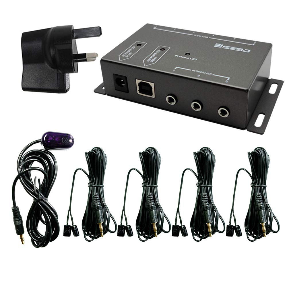 SZBJ IR Repeater, Infrared Remote Control Extender Kit BD108, Four Double Headed IR Emitters