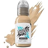 World Famous Tattoo Ink Limitless - Light Flesh 1 Tattoo Ink - Professional Tattoo Ink &amp; Tattoo Supplies - Skin-Safe Permanent Tattooing in Bold Shades - Vegan &amp; Non-Toxic (1 oz)