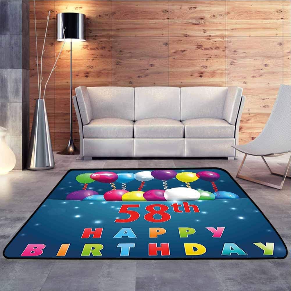 Rug Pad Bunch of Colorful Party Balloons Artistic Show Older Now Graphic Vintage Decor Area Rug for Home, Bedroom, Living Room, Bathroom, 4 x 6 Feet