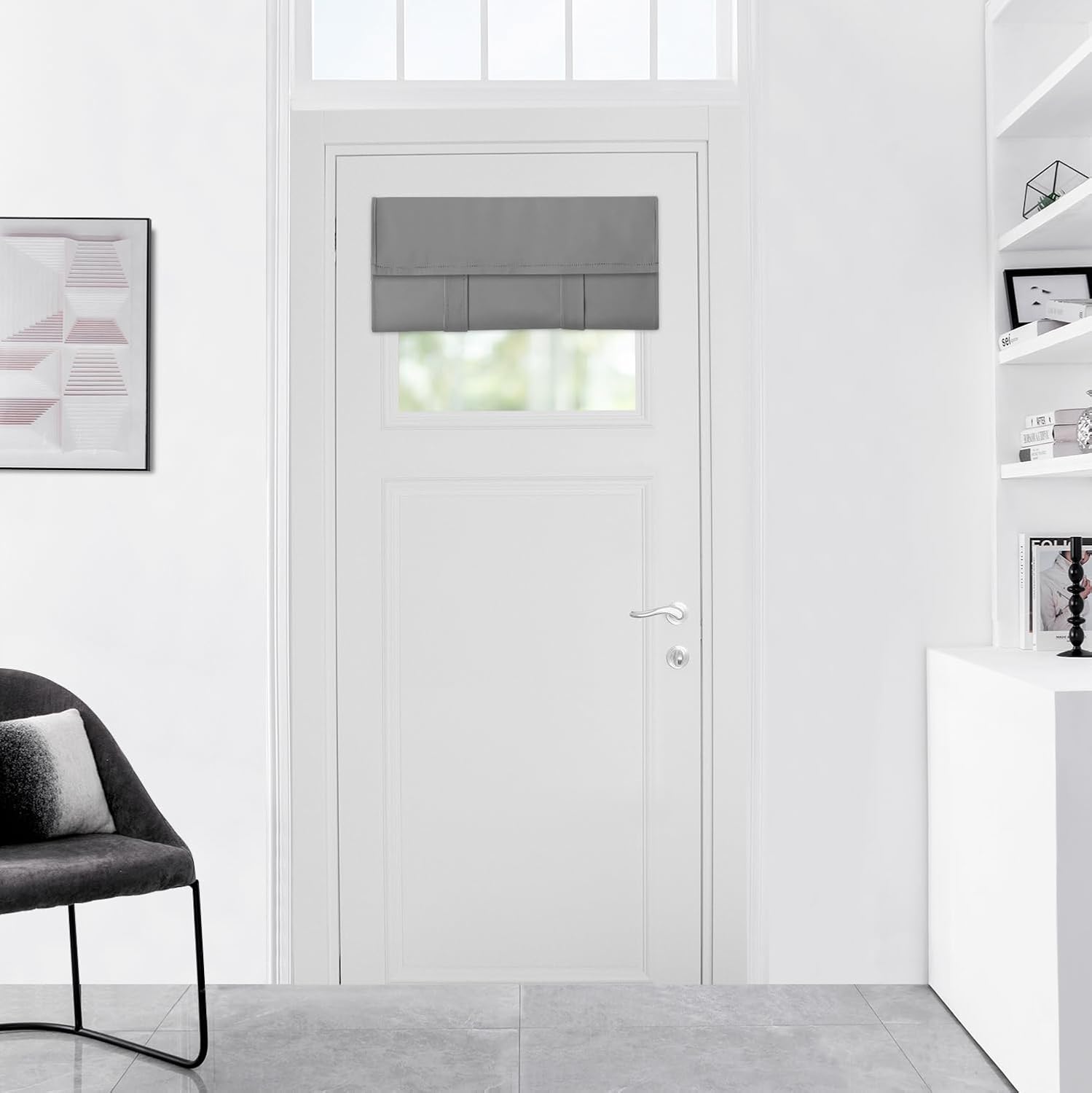 Window Treatments - WdFour Side Door Curtains for Door Window, Room Darkening Solid Color Door Window Covering for Glass Door, Front Door Sidelight Curtain Tie up Shade 24W x 18L Inches, 1 Panel, Light Gray.