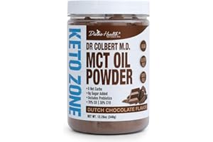 DIVINE HEALTH Dr. Colbert's Keto Zone MCT Oil Powder | Dutch Chocolate Flavor | 70% C8 | 30% C10 | All Natural Keto Approved for Ketosis | 0 Net Carbs | Gluten Free | 30 Day Supply | 348g |