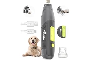 Toozey Dog Nail Grinder for Large Dogs, Real 12,000 RPM & 3-Speed, with Dust Cap and LED Light, Professional Electric Dog Nail Trimmer for Medium & Small Dogs, USB Rechargeable Pet Toenail Grinder