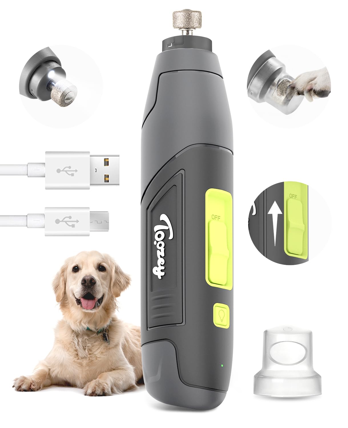 Photo 1 of Toozey Dog Nail Grinder - Electric Pet Toenail Trimmer with 12, Gray High-Grade Durable Professional Tool, 1 Count
