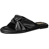PIZZ ANNU Women's Camila Knotted Slide Sandals with Memory Foam, Comfortable Leather Slip-On Dressy Flat Sandals for Summer & Beach