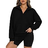 PRETTYGARDEN Womens Quarter Zip Long Sleeve Cropped Sweatshirt 2025 Fall Winter Casual V Neck Pullover Tops With Pockets