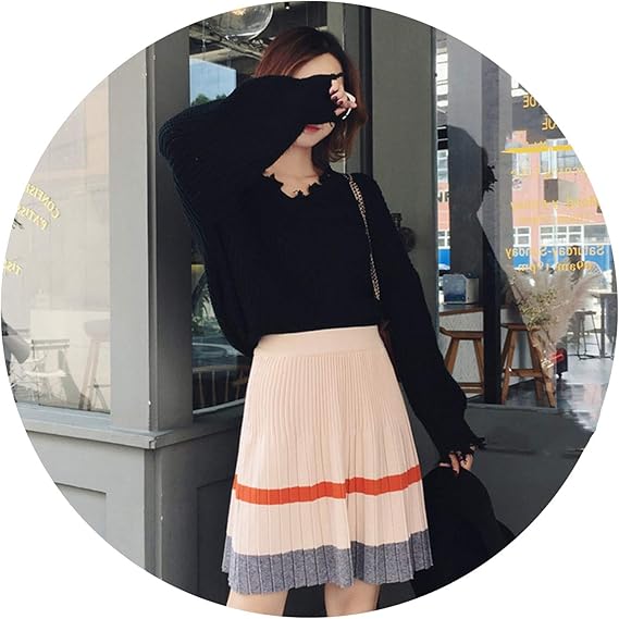 Amazon 冬スカート ロングニットスカート レディース 秋 冬 色弾性ハイウエストプリーツスカート 通学 通勤ブラック 傘 スカート 短いアプリコット ワンサイズ スカート 通販