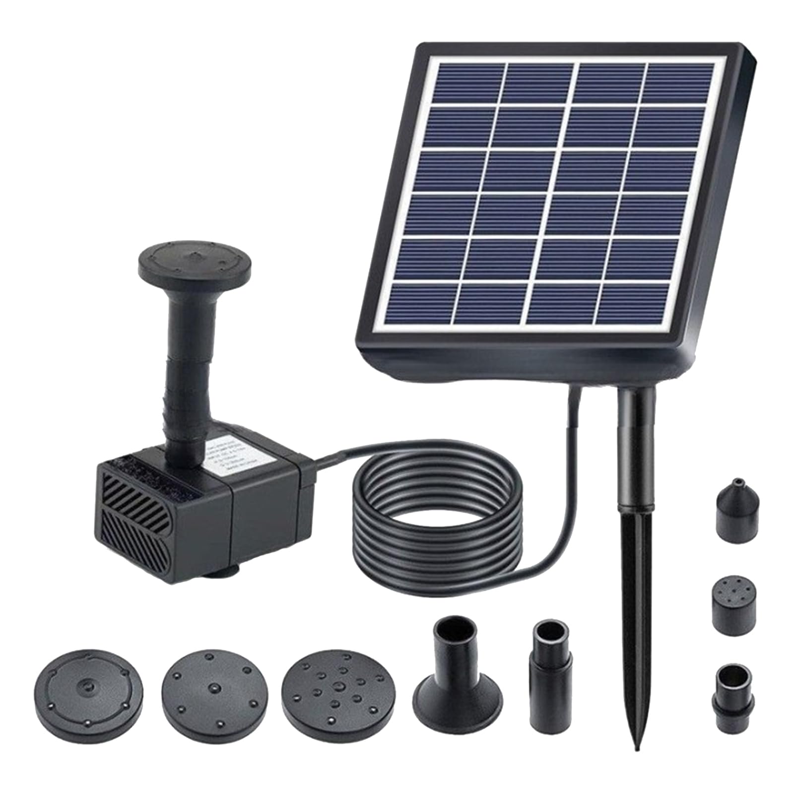 Meichoon Solar DC Fountain Pump 1.5W DIY Outdoor Birdbath Fountain Kit 5 Nozzles for Birdbaths Outdoor Ponds Courtyard Gardens and Fish Tanks MY03