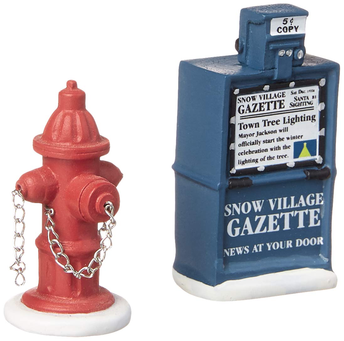 Department 56 Village Fire Hydrant And Newspaper Box Accessory Set Of 2