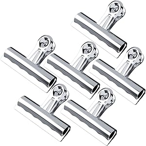 Grwanpen Silver Large Bulldog Clips Thickened, 6 Pack Long Metal Binder Paper Clips File Clamps for Food Bags, Drawing Board, Art & Craft Projects, Office & Home Kitchen, 2.25 Inch Wide.