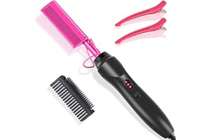 LEEONS Electric Hot Comb for Wigs, Straightening Comb, Plug-In Hair Straightener for Black Hair