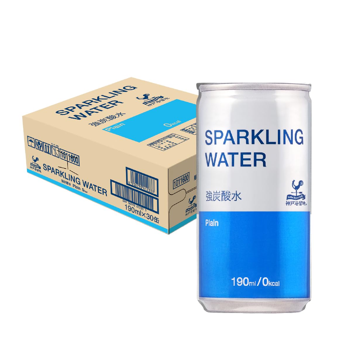 神戸居留地 強炭酸水 190ml 30本 缶 無糖 割材 スパークリングウォーター 飲みきり サイズ 業務用 ハイボールに 炭酸水 ソーダ商品画像