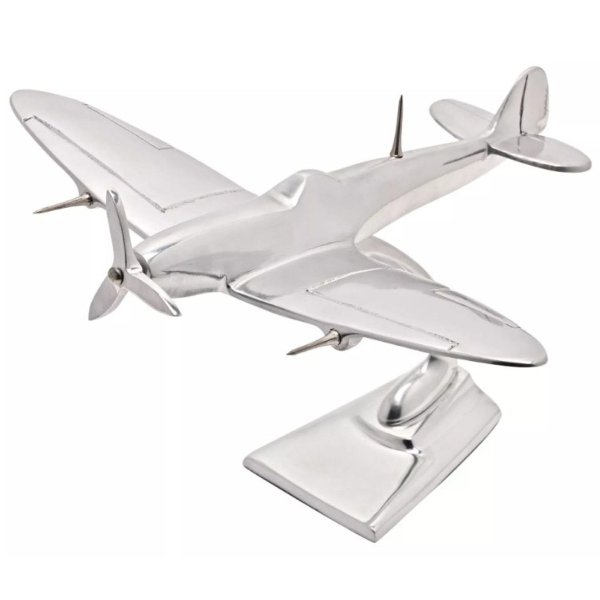 Widdop & Co. Spitfire Aluminium Cast Model Bomber Aeroplane - Military Heritage 10'' Model Plane on Freestanding Base - Harvey Makin