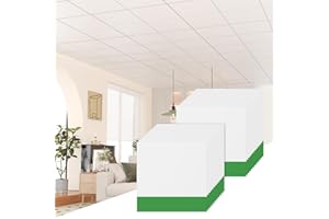 LooYee 24 PCS 24" x 24" Smooth Drop Ceiling Tiles 2ft x 2ft, PVC Ceiling Tile - Waterproof, Fire-Rated to Prevent Breakage - Cover 96 Sq. Ft, White