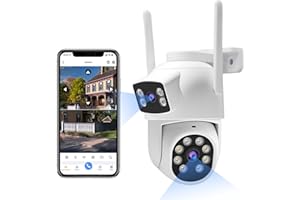 GUDFIDELIO Dual-Lens Camera for Home Security, 6MP HD Image, Outdoor/Indoor Wireless 2.4G / 5G WiFi Connection, Full Color Ni