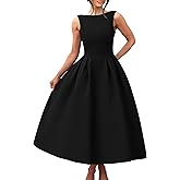 YMDUCH Women's Elegant Sleeveless Crew Neck Backless Swing A Line Evening Party Long Dress