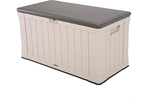 Lifetime 60186 Heavy-Duty Outdoor Storage Deck Box, 116 Gallon, Desert Sand/Brown