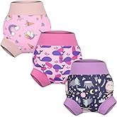 MooMoo Baby Swim Diapers 3 Pcs Waterproof Reusable Swimming Diapers for Baby Swim Lesson 2T-5T, Blue